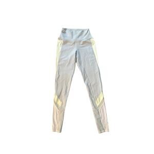 Women XS ALO Yoga Elevate Mesh Cutout Leggings Dusk Icicle Glossy White Pants